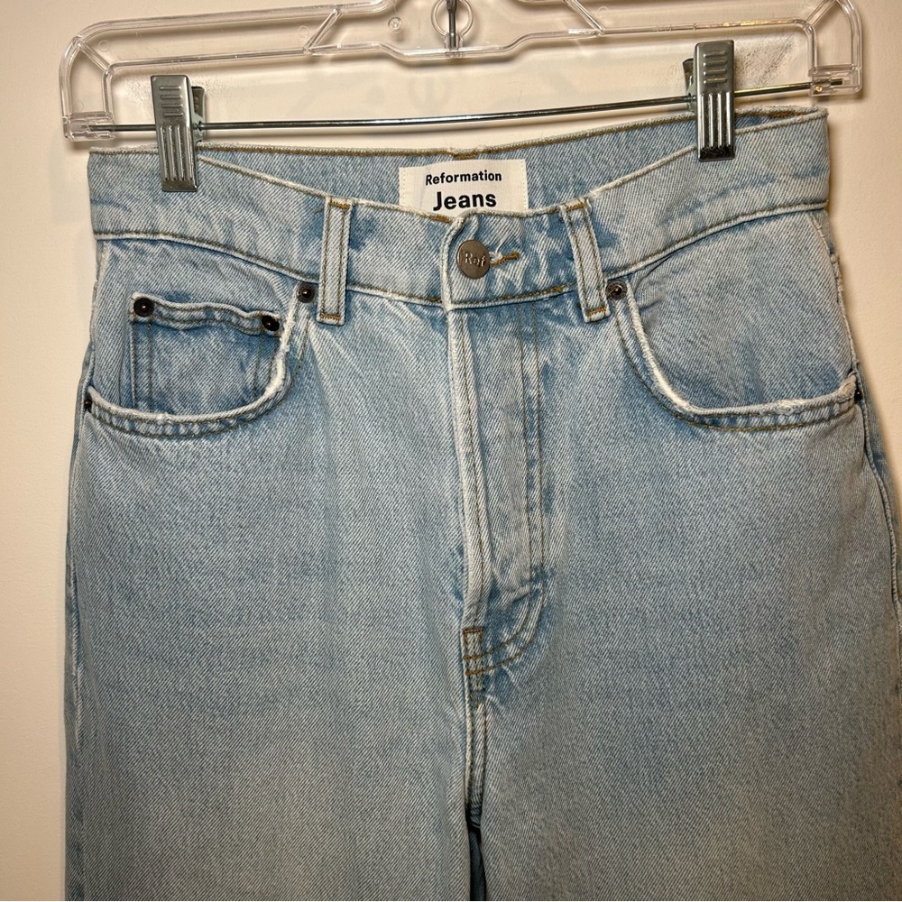 Reformation Cynthia Patch High Rise Straight Jeans in Tahoe Size 25 - Picture 4 of 16